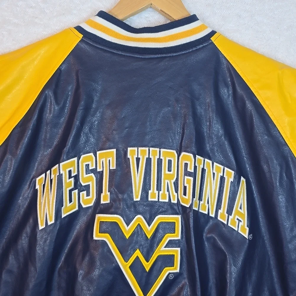 VTG Steve Barrys West Virginia University Wool Faux Leather Letterman Jacket XL